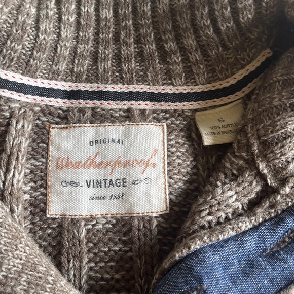 Original Wearherproof Vintage button up turtle neck sweater, small, brown&white - Picture 2 of 5